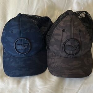 Vineyard Vines Navy and Charcoal Camo Caps